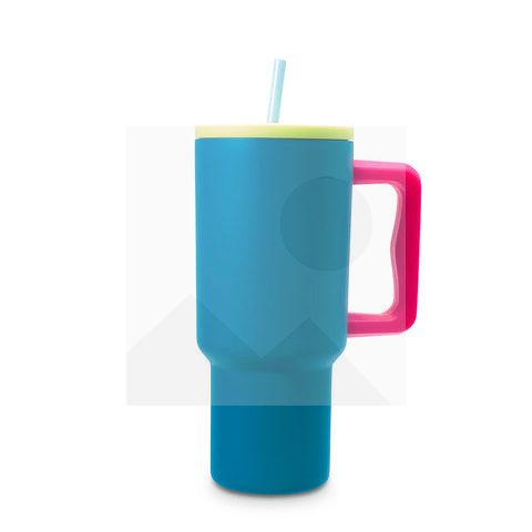 30 oz water bottle with handle and clamshell straw suitable for car cup holder leak-proof cup Reusable insulated stainless steel