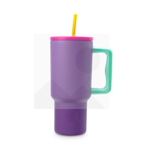 30 oz water bottle with handle and clamshell straw suitable for car cup holder leak-proof cup Reusable insulated stainless steel