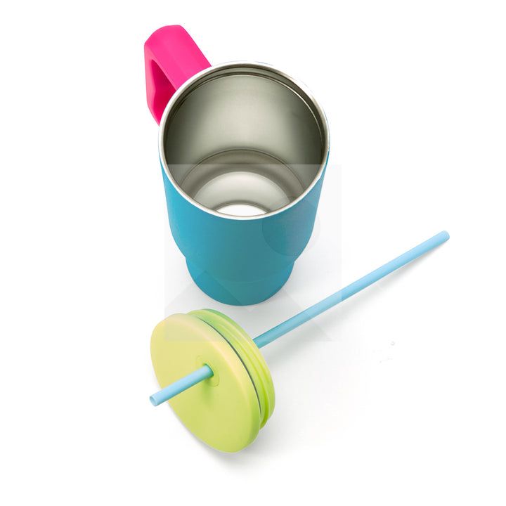 30 oz water bottle with handle and clamshell straw suitable for car cup holder leak-proof cup Reusable insulated stainless steel