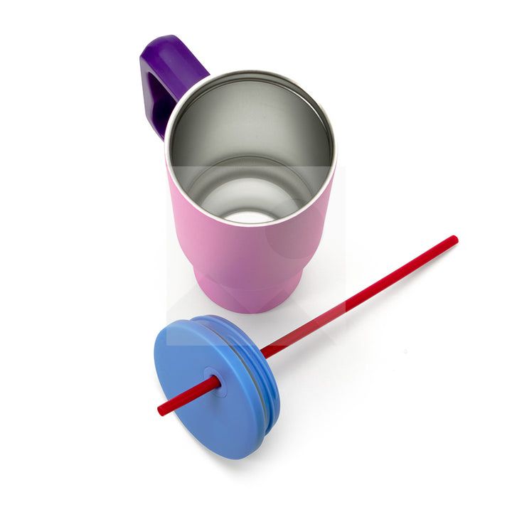 30 oz water bottle with handle and clamshell straw suitable for car cup holder leak-proof cup Reusable insulated stainless steel