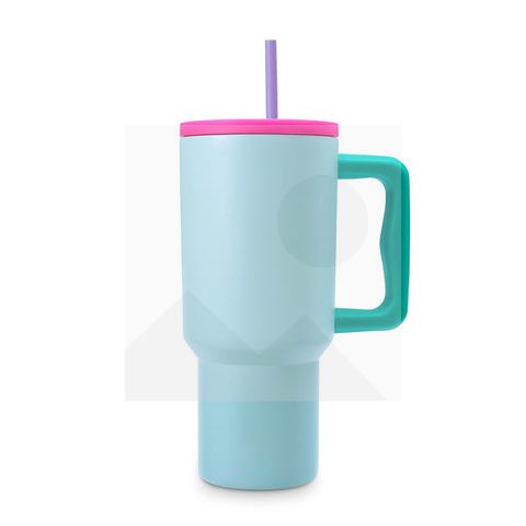 30 oz water bottle with handle and clamshell straw suitable for car cup holder leak-proof cup Reusable insulated stainless steel