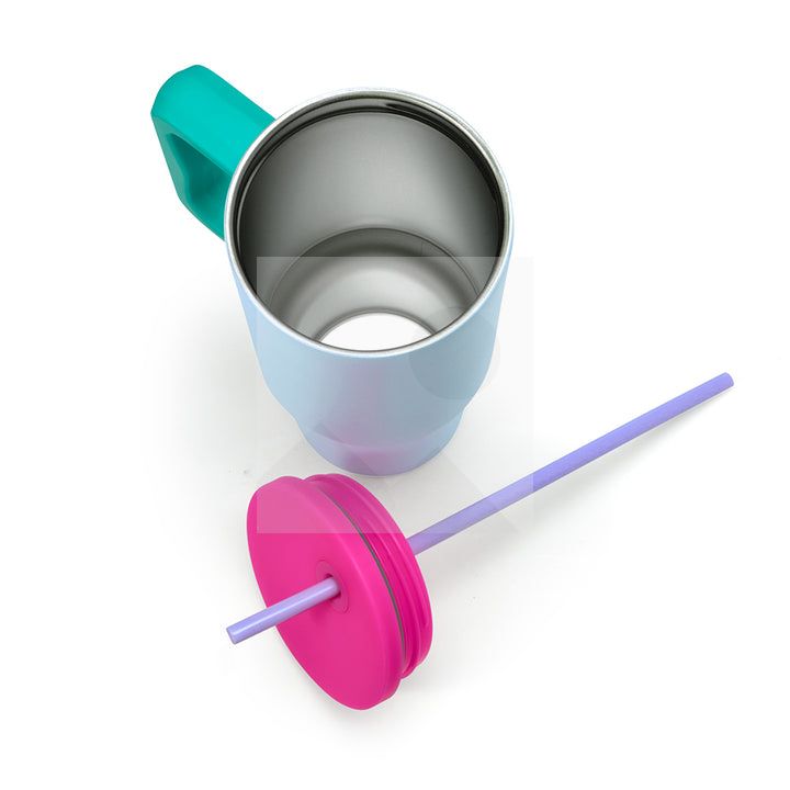 30 oz water bottle with handle and clamshell straw suitable for car cup holder leak-proof cup Reusable insulated stainless steel