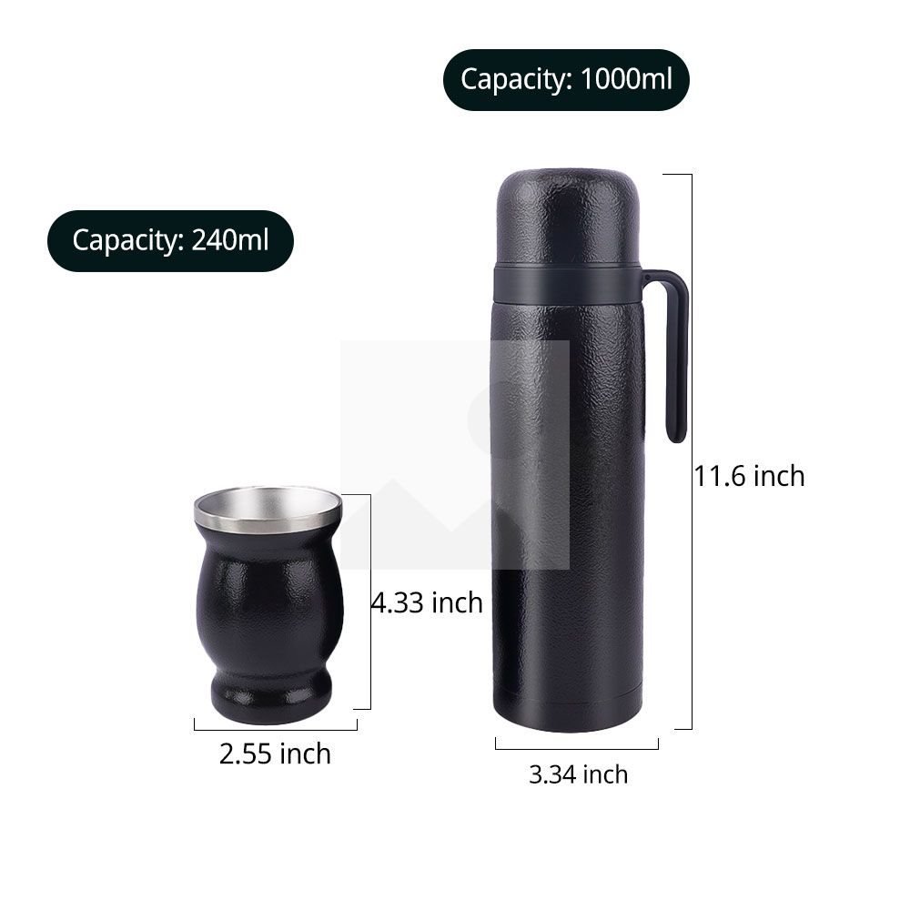 Custom color 1L 8oz yerba Companion Cup set Thermos bottle 304 stainless steel vacuum insulated thermos bottle set