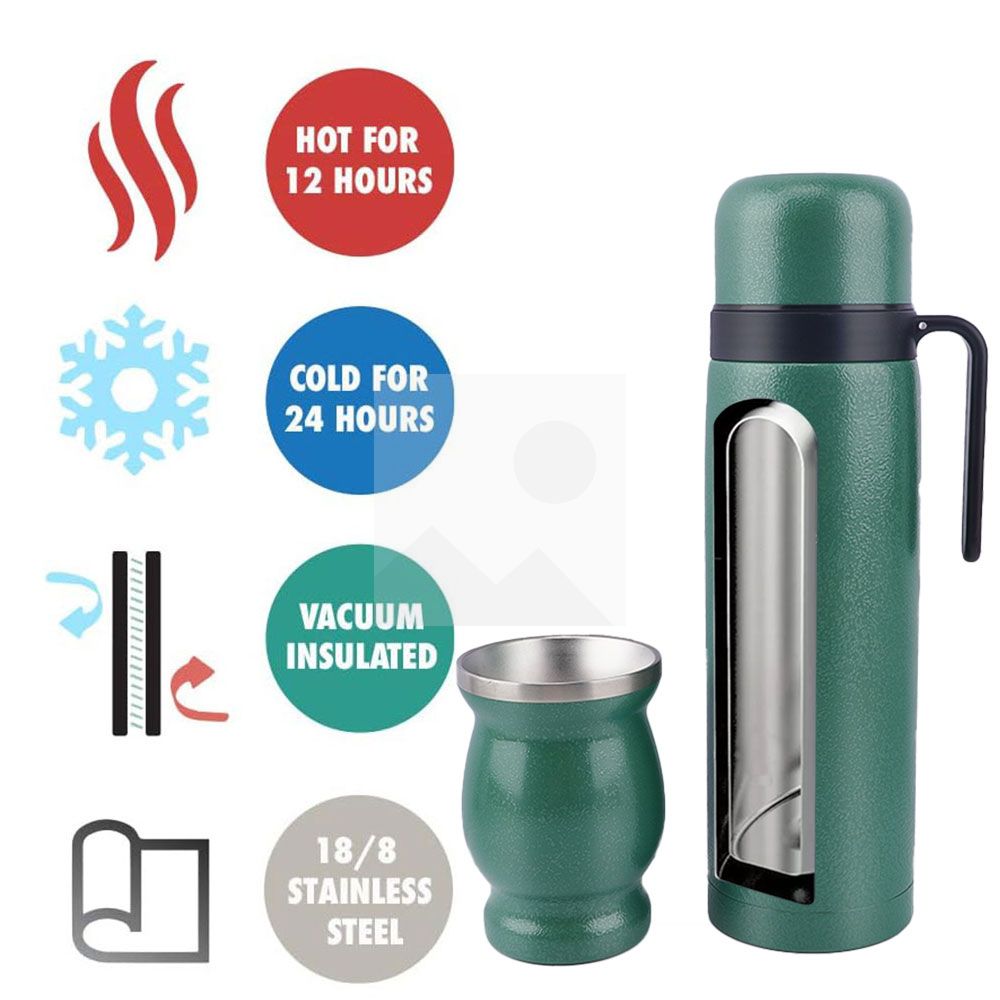 Custom color 1L 8oz yerba Companion Cup set Thermos bottle 304 stainless steel vacuum insulated thermos bottle set