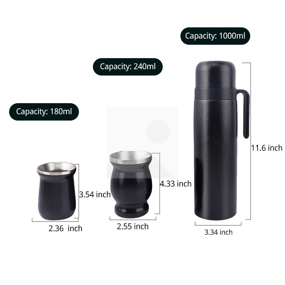 1L 8OZ 6OZ yerba Companion Cup Set Thermos flask Stainless steel vacuum insulated thermos flask with stainless steel straw