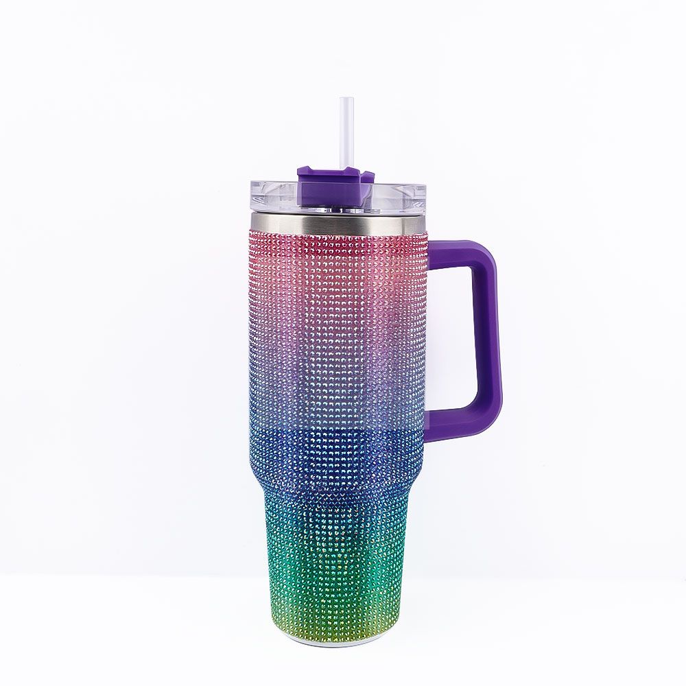 40 oz Tumbler custom camo pattern and Rhinestone Bling Tumbler party decorations food-grade leak-proof lid and blend handle
