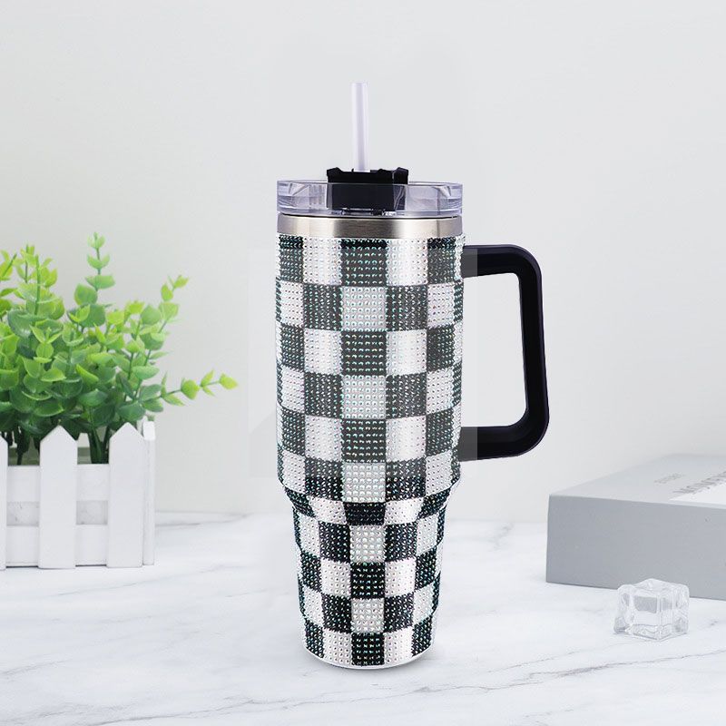 40 oz Tumbler custom camo pattern and Rhinestone Bling Tumbler party decorations food-grade leak-proof lid and blend handle