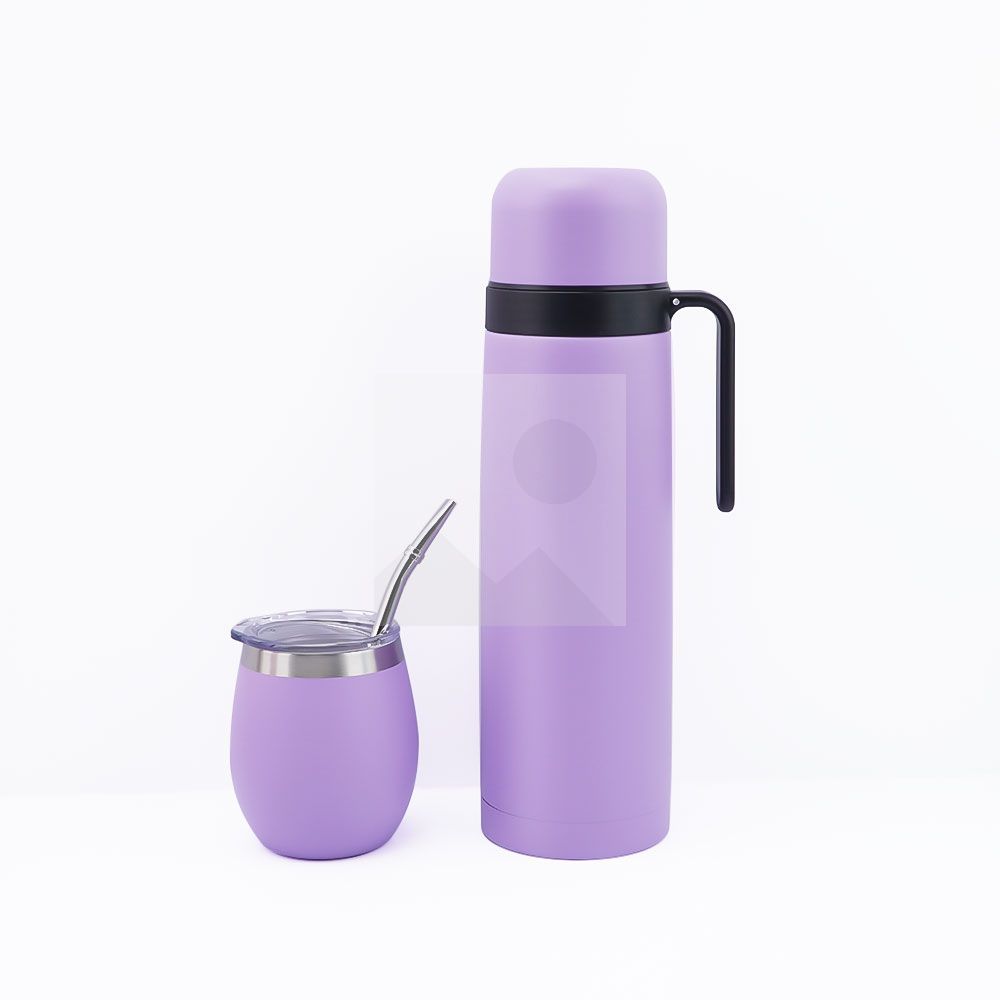 Complete Yerba Mate Kit - Includes 8oz Mate Cup, Bombilla, 1000ml Thermos, Bag and two gifts (Container Yerbero and Car Immersion Heater) - Stainless Steel Yerba Mate Set