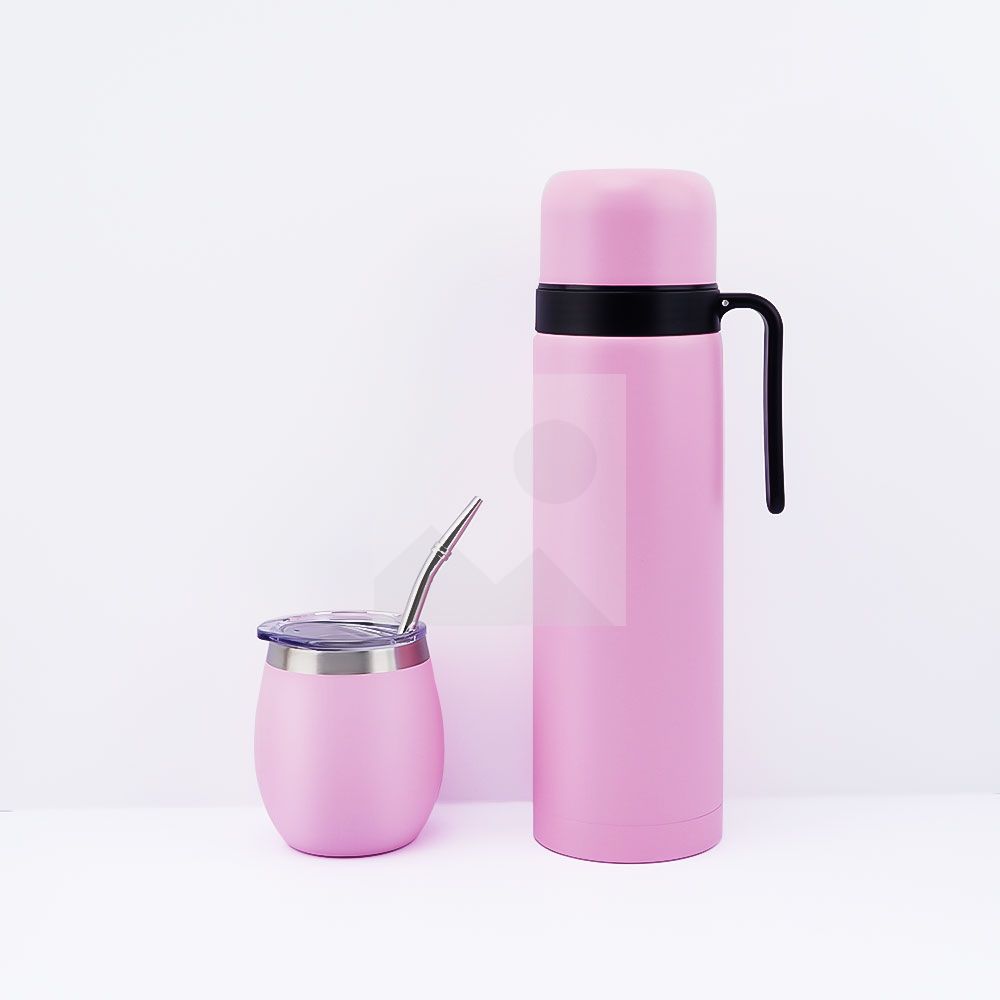 Complete Yerba Mate Kit - Includes 8oz Mate Cup, Bombilla, 1000ml Thermos, Bag and two gifts (Container Yerbero and Car Immersion Heater) - Stainless Steel Yerba Mate Set