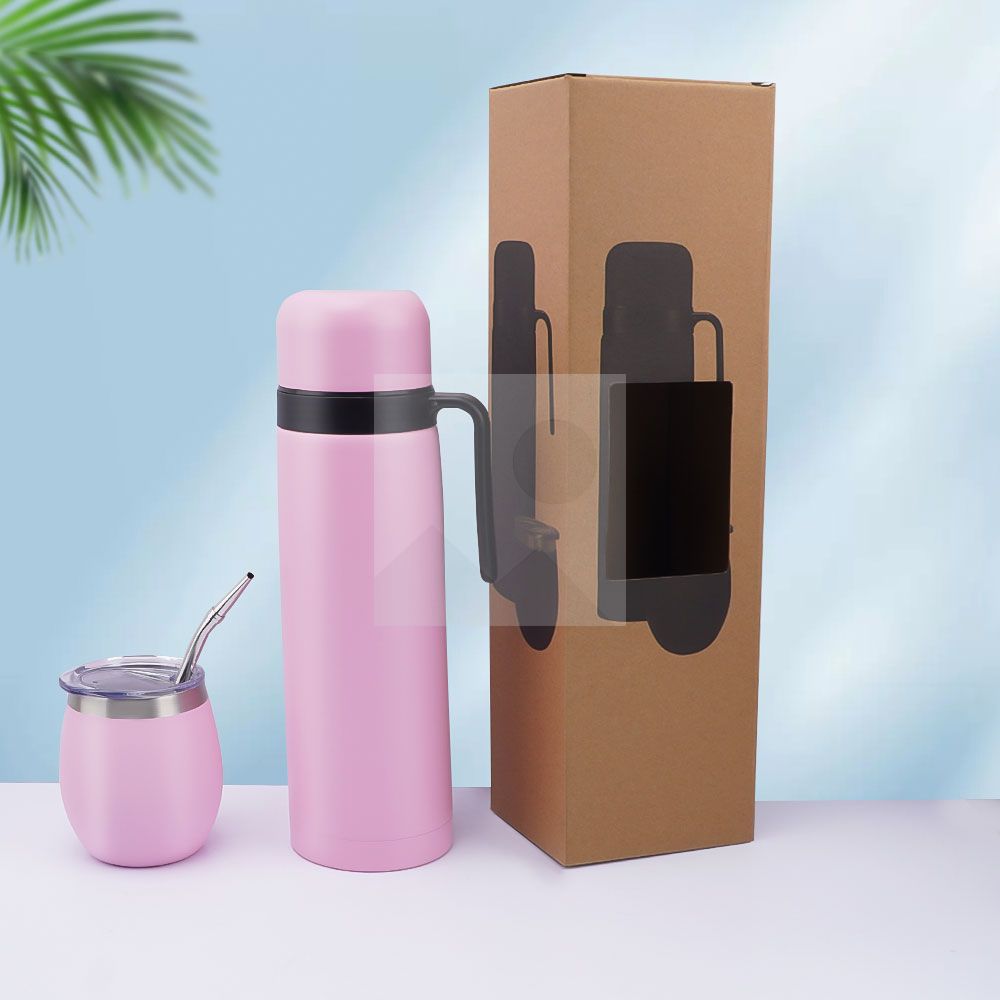 Complete Yerba Mate Kit - Includes 8oz Mate Cup, Bombilla, 1000ml Thermos, Bag and two gifts (Container Yerbero and Car Immersion Heater) - Stainless Steel Yerba Mate Set