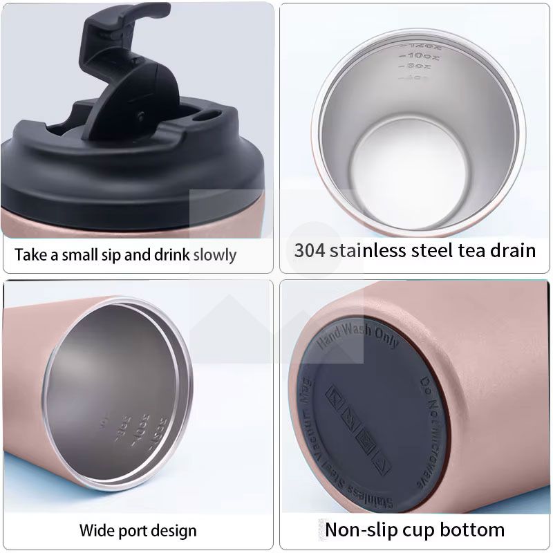8 oz Stainless Steel Vacuum Insulated Tumbler - Coffee Travel Mug Spill Proof with Lid - Thermos Cup for Keep Hot/Ice Coffee,Tea and Beer