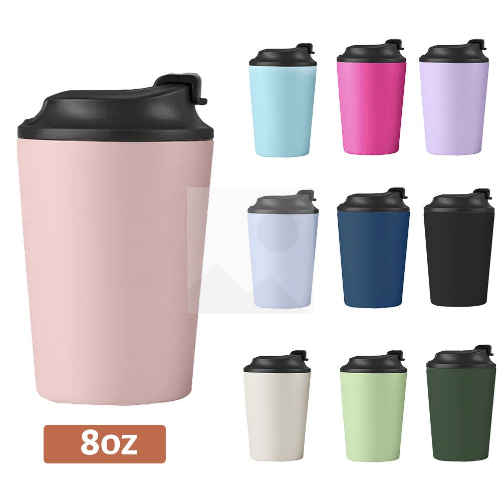8 oz Stainless Steel Vacuum Insulated Tumbler - Coffee Travel Mug Spill Proof with Lid - Thermos Cup for Keep Hot/Ice Coffee,Tea and Beer