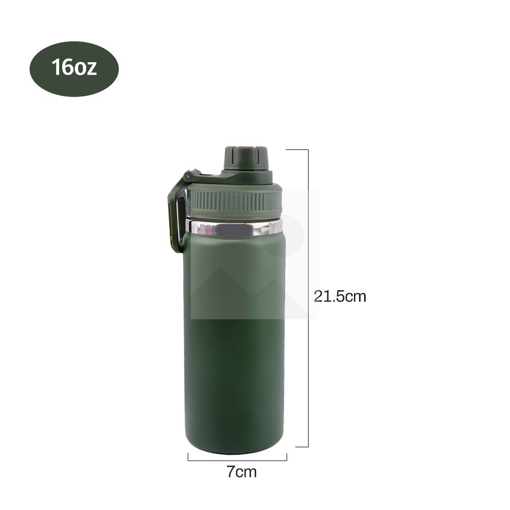 16 oz Water Bottle Stainless Steel Double Wall Vacuum Insulated Wide Mouth Water Bottle with Leakproof Spout Lid-Reusable Metal WaterFlask BPA Free