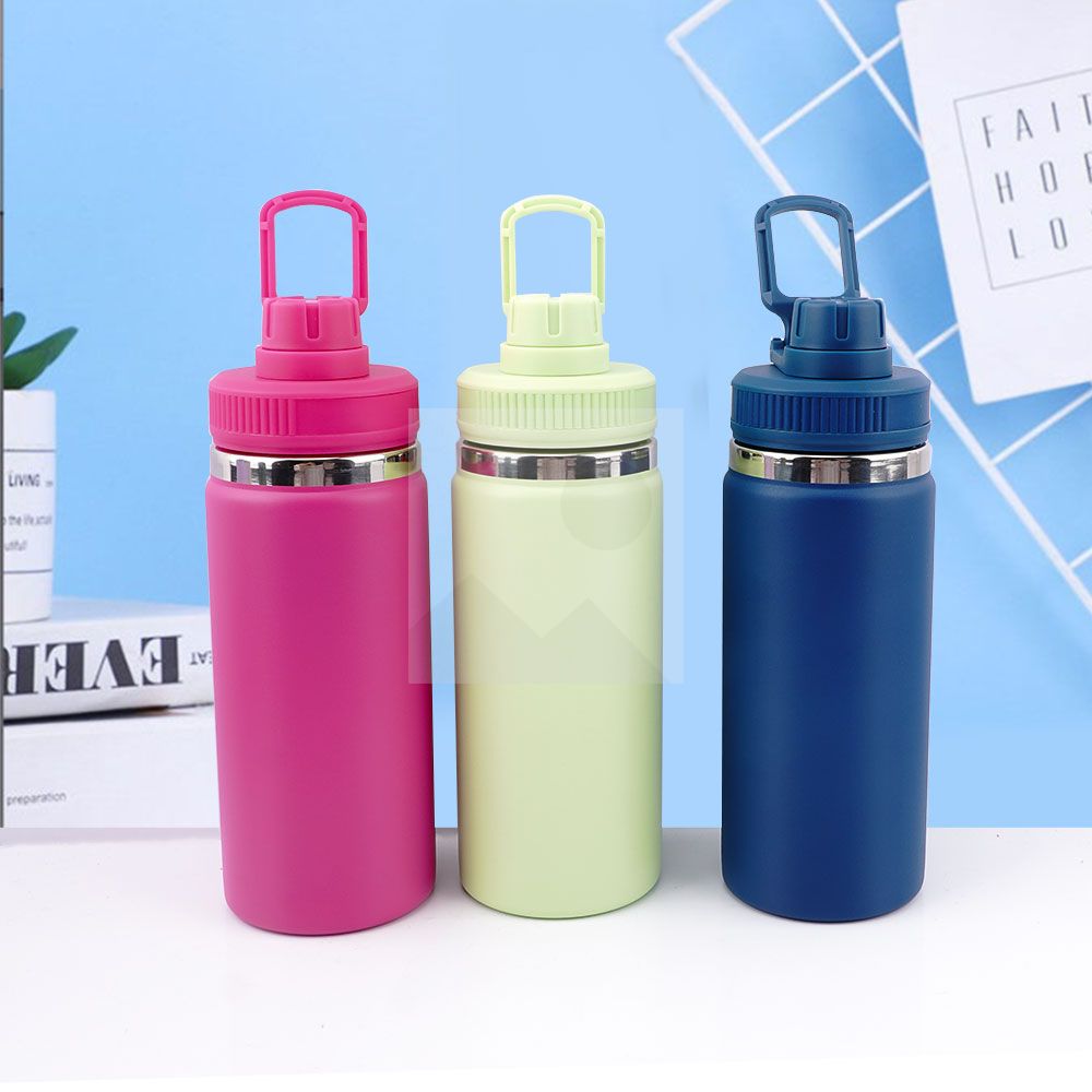 16 oz Water Bottle Stainless Steel Double Wall Vacuum Insulated Wide Mouth Water Bottle with Leakproof Spout Lid-Reusable Metal WaterFlask BPA Free