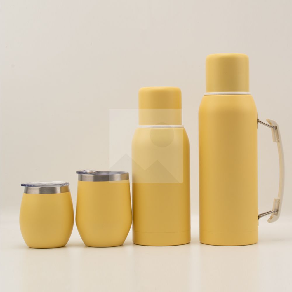 Complete Yerba Mate Set - Modern Mate Gourd, Thermos, Yerba Container, Bombilla and Cleaning Brush Included - All Premium Quality 304 18/8 Stainless Steel