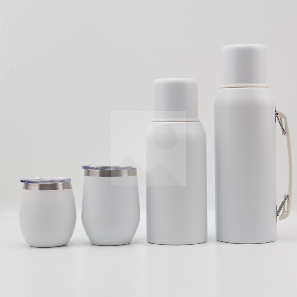 Complete Yerba Mate Set - Modern Mate Gourd, Thermos, Yerba Container, Bombilla and Cleaning Brush Included - All Premium Quality 304 18/8 Stainless Steel