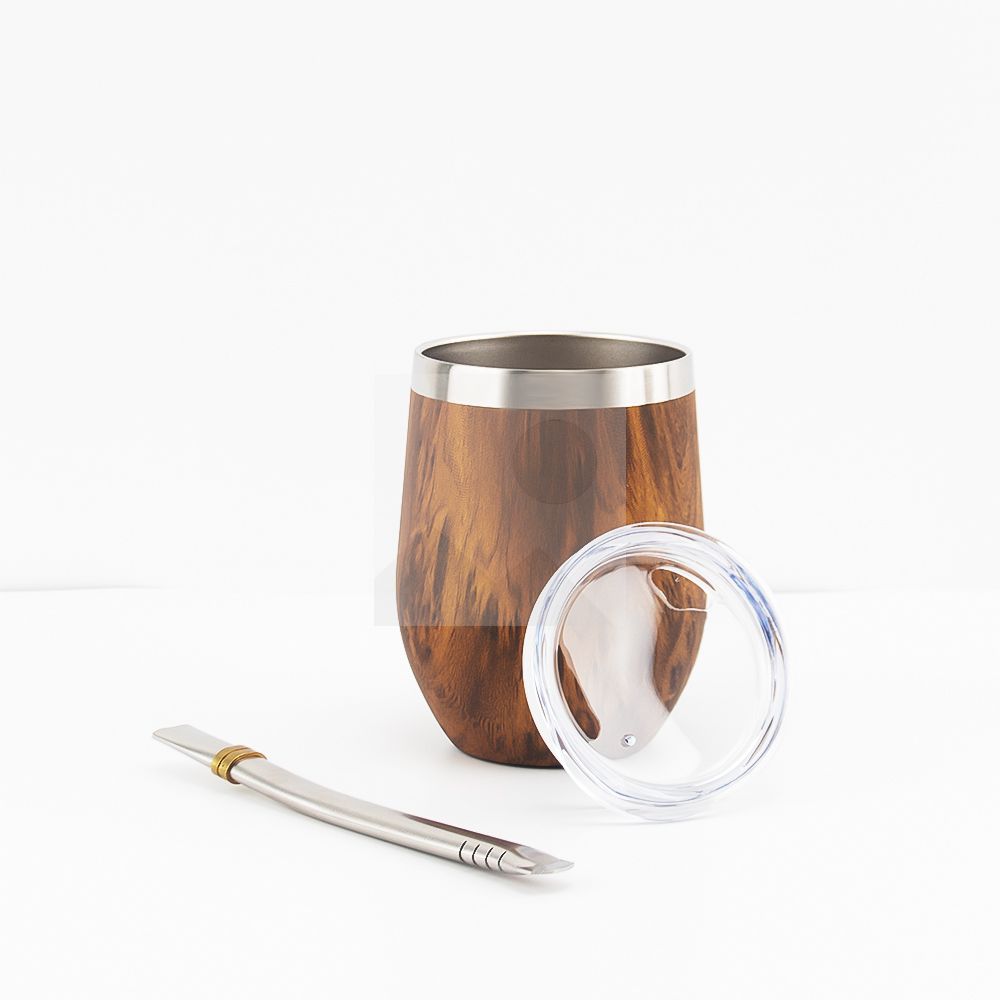 Argentina hot selling 1000ml yerba mate bottle 240ml mate cup set combination wood grain series can be customized