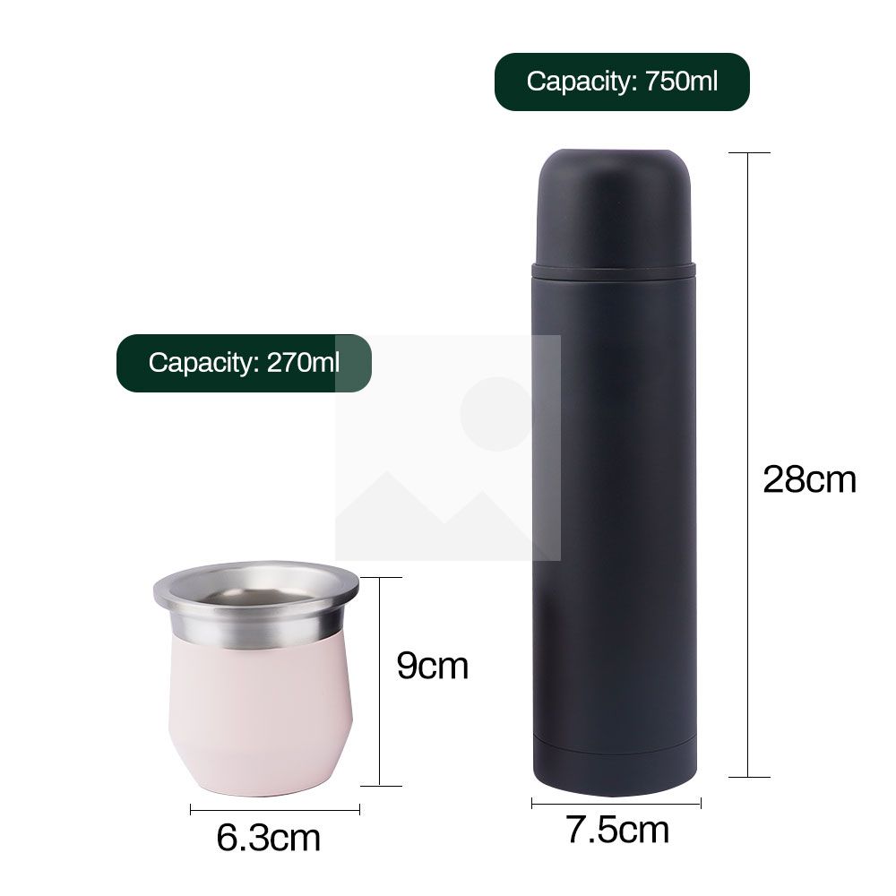 1L 8OZ Yerba Mate Set - Modern Mate Gourd, Thermos, Yerba Container, Bombilla and Cleaning Brush Included - All Premium Quality 304 18/8 Stainless Steel