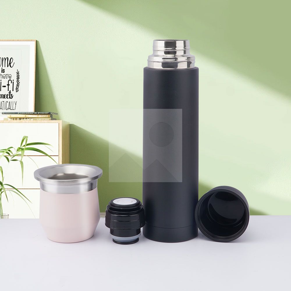1L 8OZ Yerba Mate Set - Modern Mate Gourd, Thermos, Yerba Container, Bombilla and Cleaning Brush Included - All Premium Quality 304 18/8 Stainless Steel