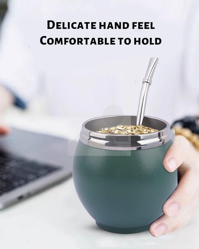 Double wall yerba mate Termo Vacuum stainless Steel insulated 1000ml travel outdoor hot water thermal flask with handle 8oz mate cup