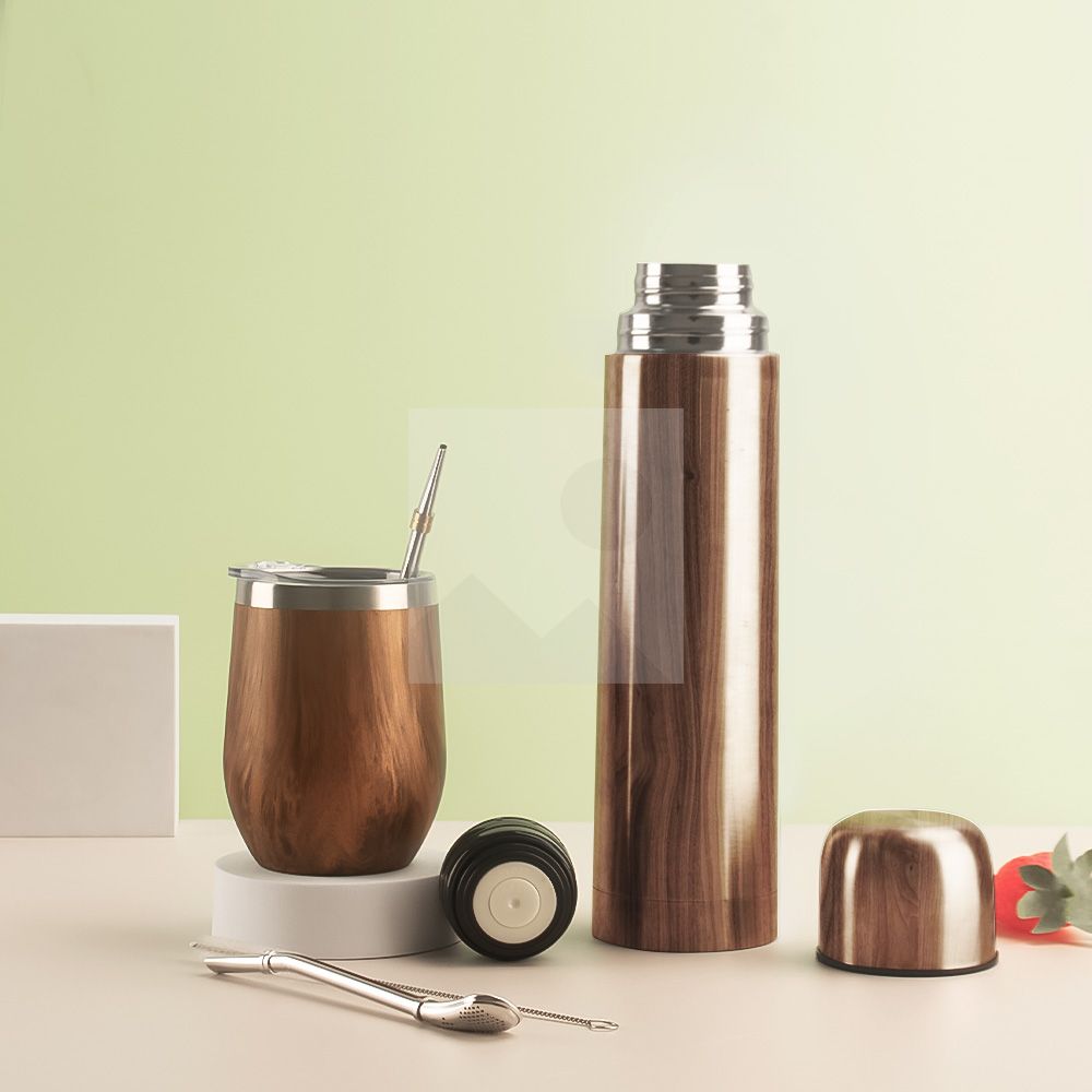 Wholesale 1L 8OZ yerba Companion Cup Thermos cup Stainless steel vacuum insulated hot water bottle Travel bottle with handle