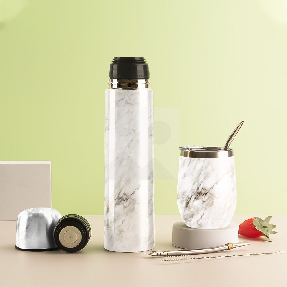 Wholesale 1L 8OZ yerba Companion Cup Thermos cup Stainless steel vacuum insulated hot water bottle Travel bottle with handle