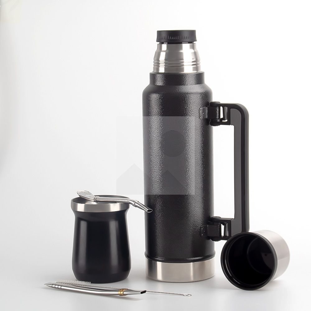 Wholesale 1200ml 8OZ yerba Companion Cup Thermos cup Stainless steel vacuum insulated hot water bottle Travel bottle with handle