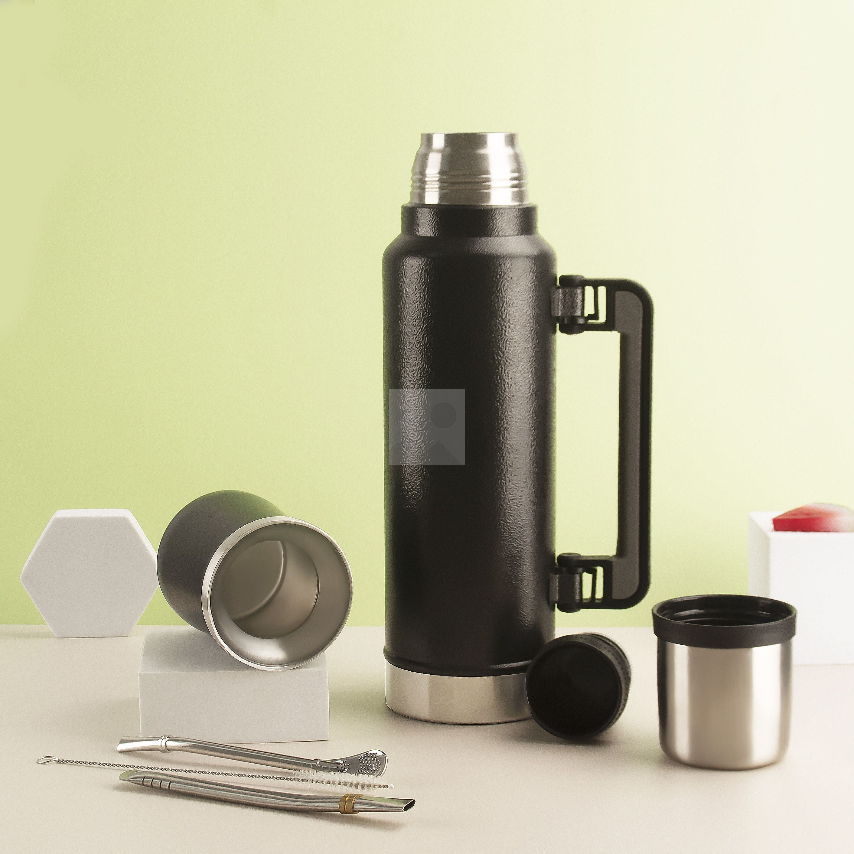 Wholesale 1200ml 8OZ yerba Companion Cup Thermos cup Stainless steel vacuum insulated hot water bottle Travel bottle with handle