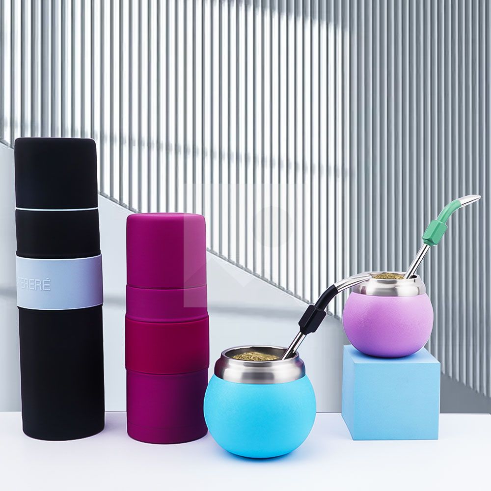 500ml 700ml rubber painted 2025 new insulated Yerba Companion Tea Bottle Terere Argentine grass cup set