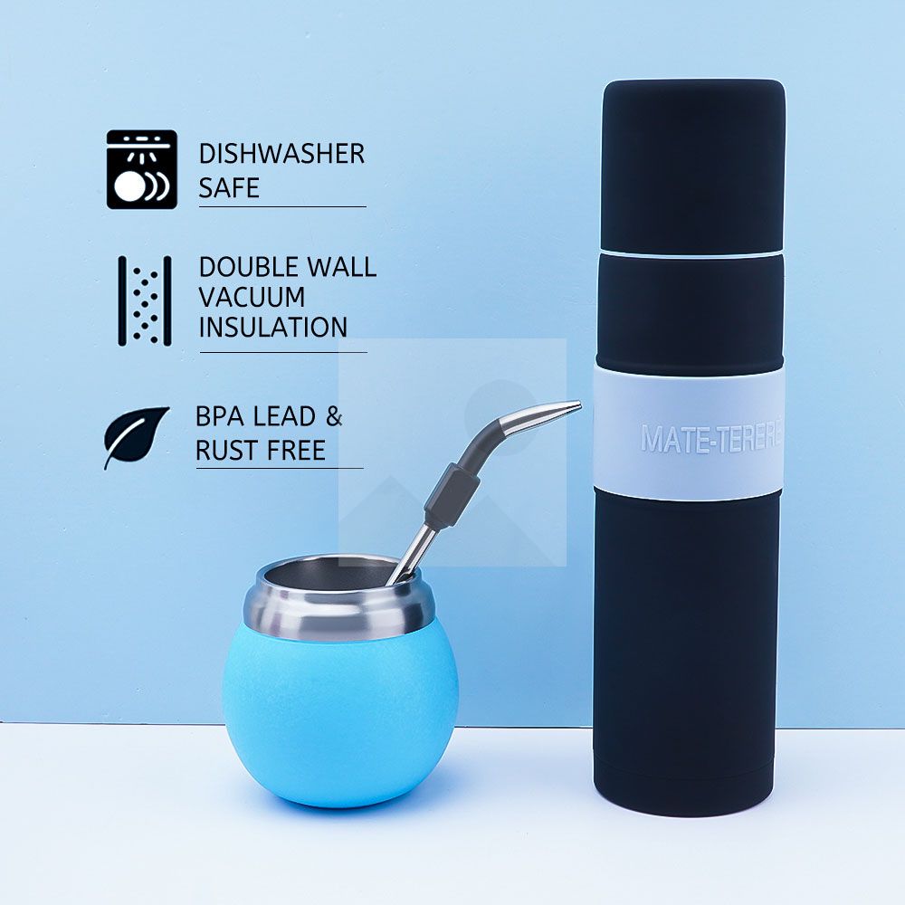 500ml 700ml rubber painted 2025 new insulated Yerba Companion Tea Bottle Terere Argentine grass cup set