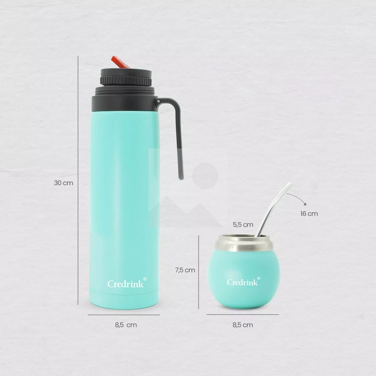Custom colour 1000ml 8oz powder-coated 2025 new insulated Yerba Companion Tea Bottle Terere Argentinean Grass Cup set