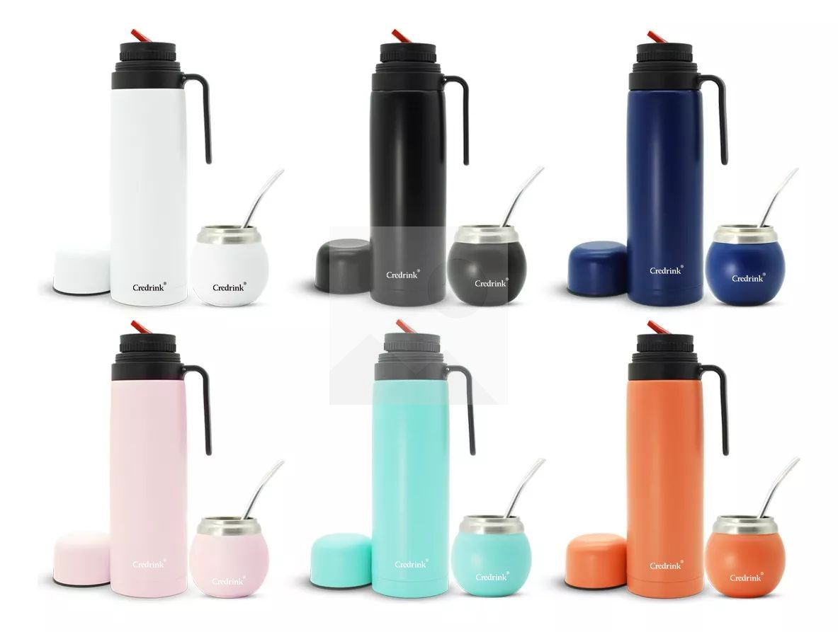 Custom colour 1000ml 8oz powder-coated 2025 new insulated Yerba Companion Tea Bottle Terere Argentinean Grass Cup set