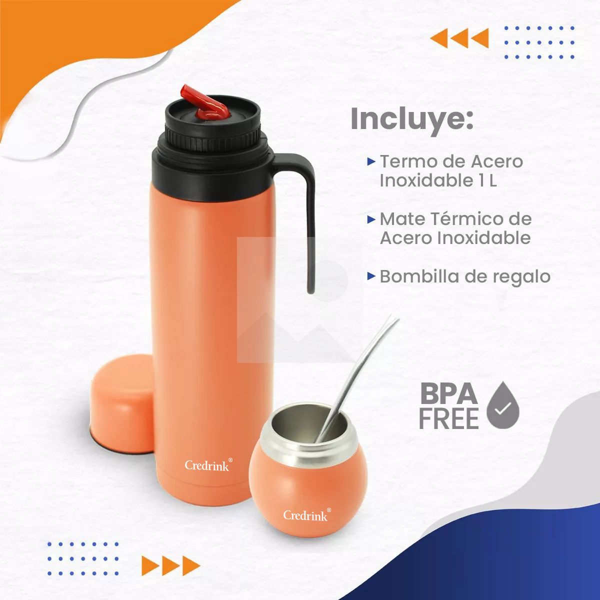 Custom colour 1000ml 8oz powder-coated 2025 new insulated Yerba Companion Tea Bottle Terere Argentinean Grass Cup set