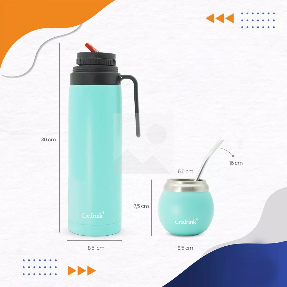 Custom colour 1000ml 8oz powder-coated 2025 new insulated Yerba Companion Tea Bottle Terere Argentinean Grass Cup set