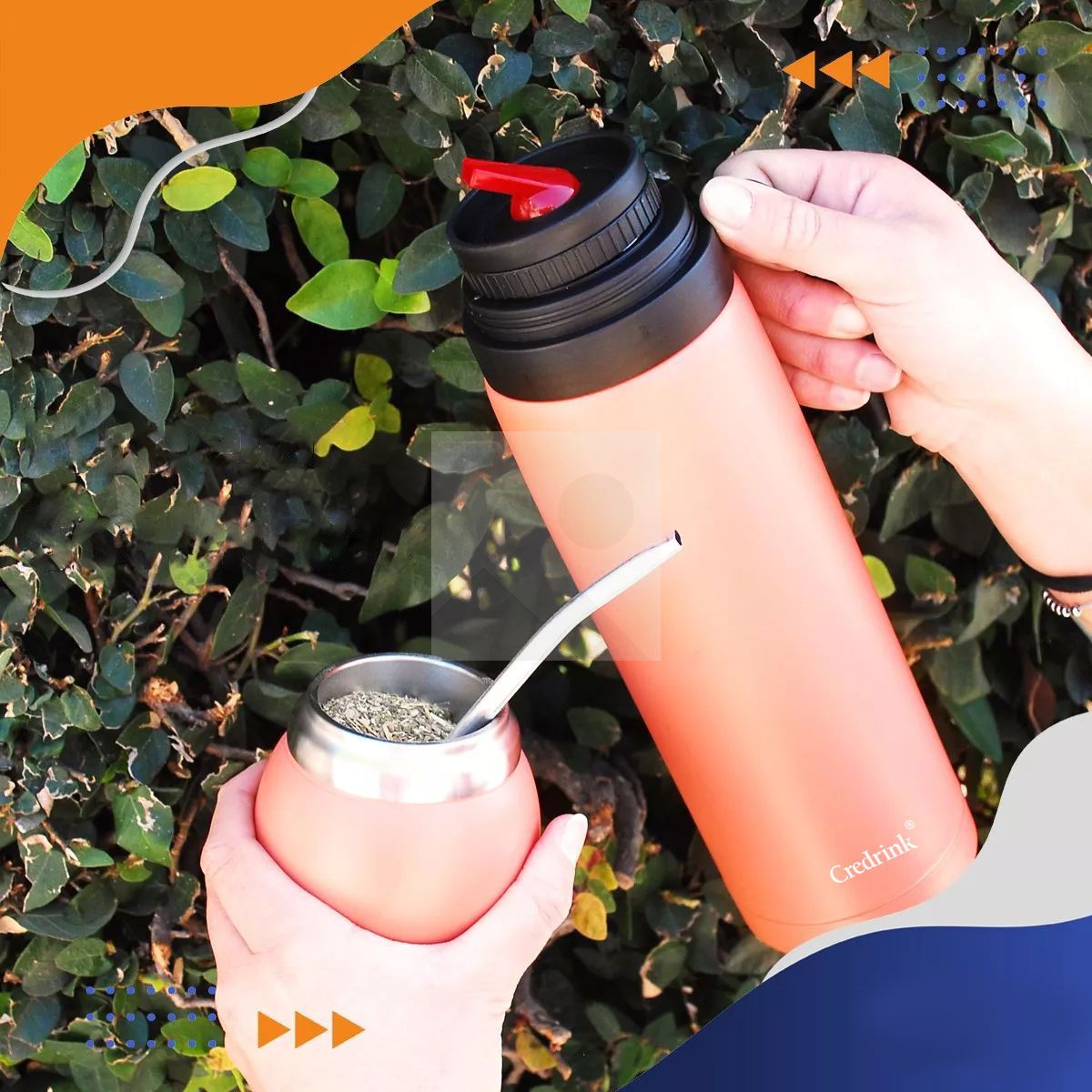 Custom colour 1000ml 8oz powder-coated 2025 new insulated Yerba Companion Tea Bottle Terere Argentinean Grass Cup set