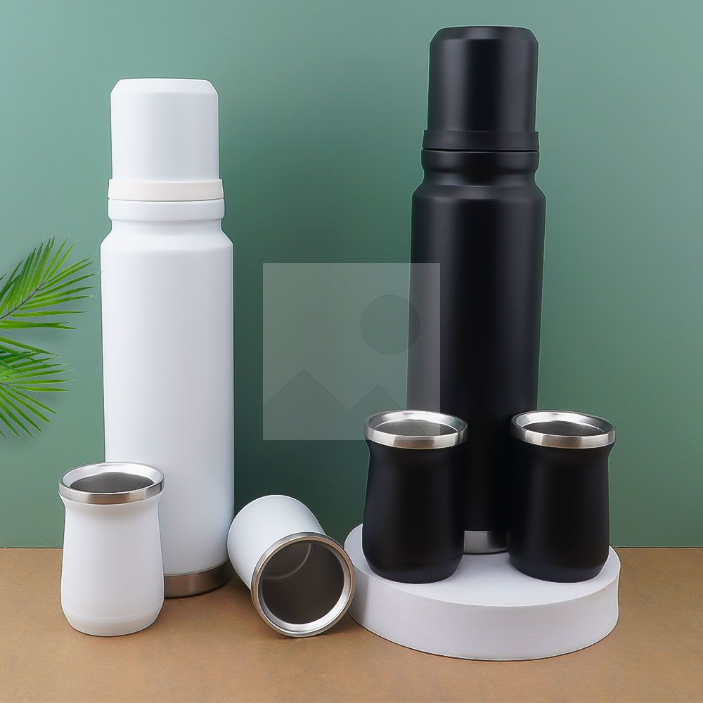 960 ml modern design Bullet shape outdoor travel Yerba Companion Kit vacuum bottle with 2 business gift thermos cups