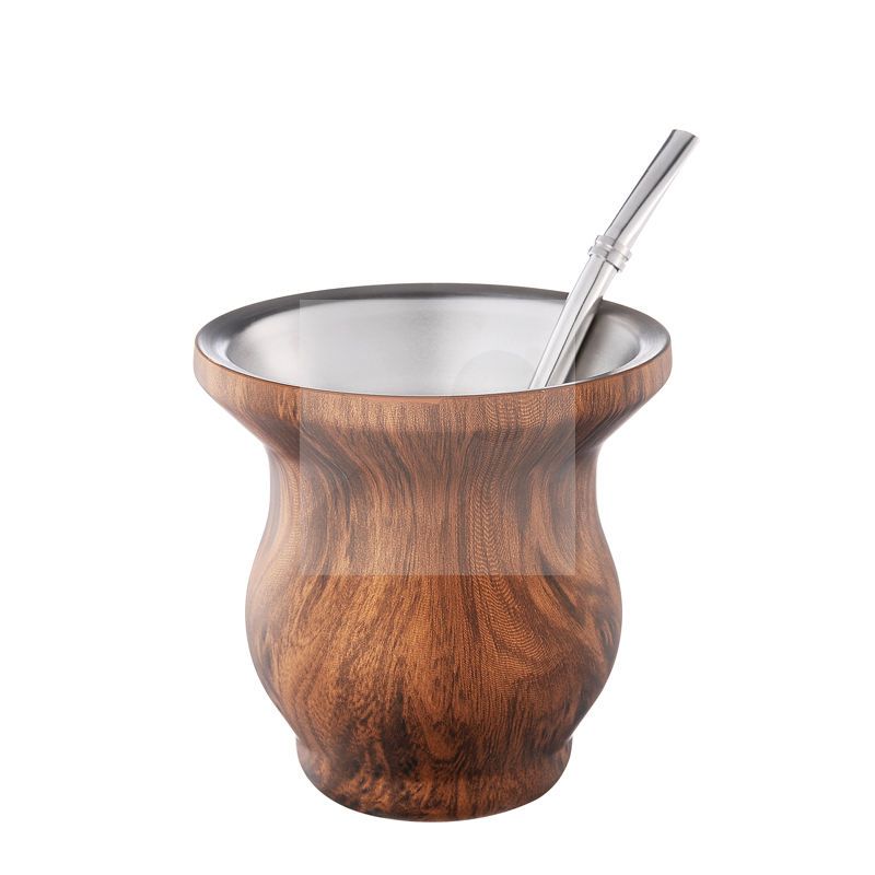 300ml Yerba Mate Cup 304 Stainless Steel Double Wall 10oz Argentine Yerba Mate Gourd With Bombillas and Cleaning Brush