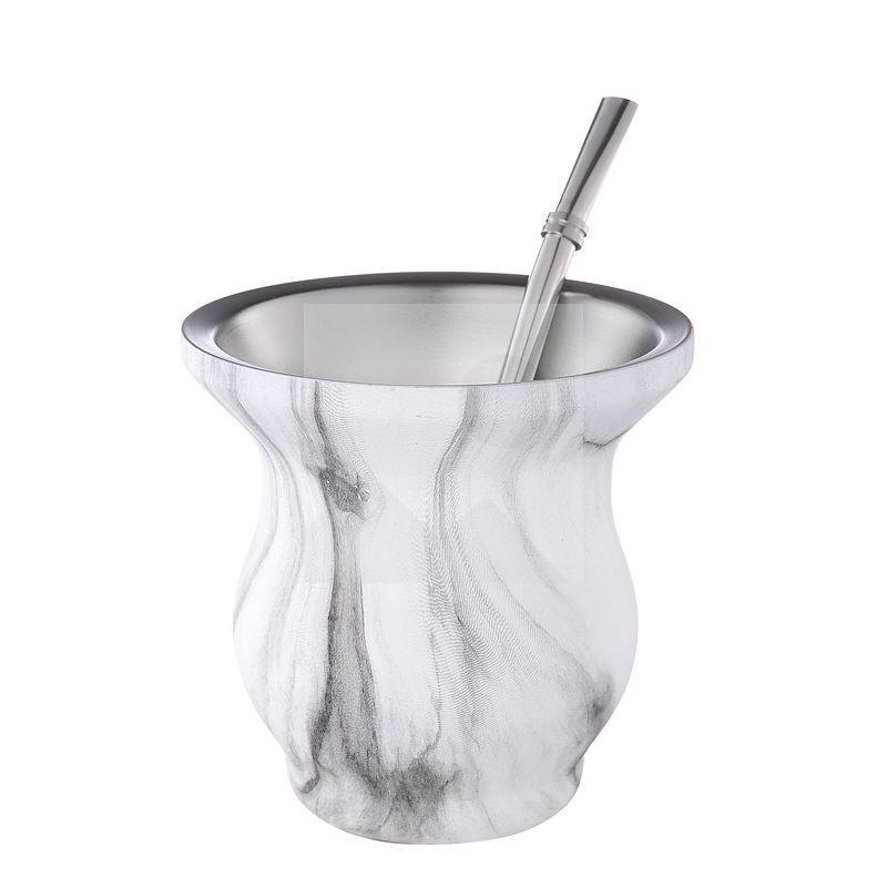 300ml Yerba Mate Cup 304 Stainless Steel Double Wall 10oz Argentine Yerba Mate Gourd With Bombillas and Cleaning Brush