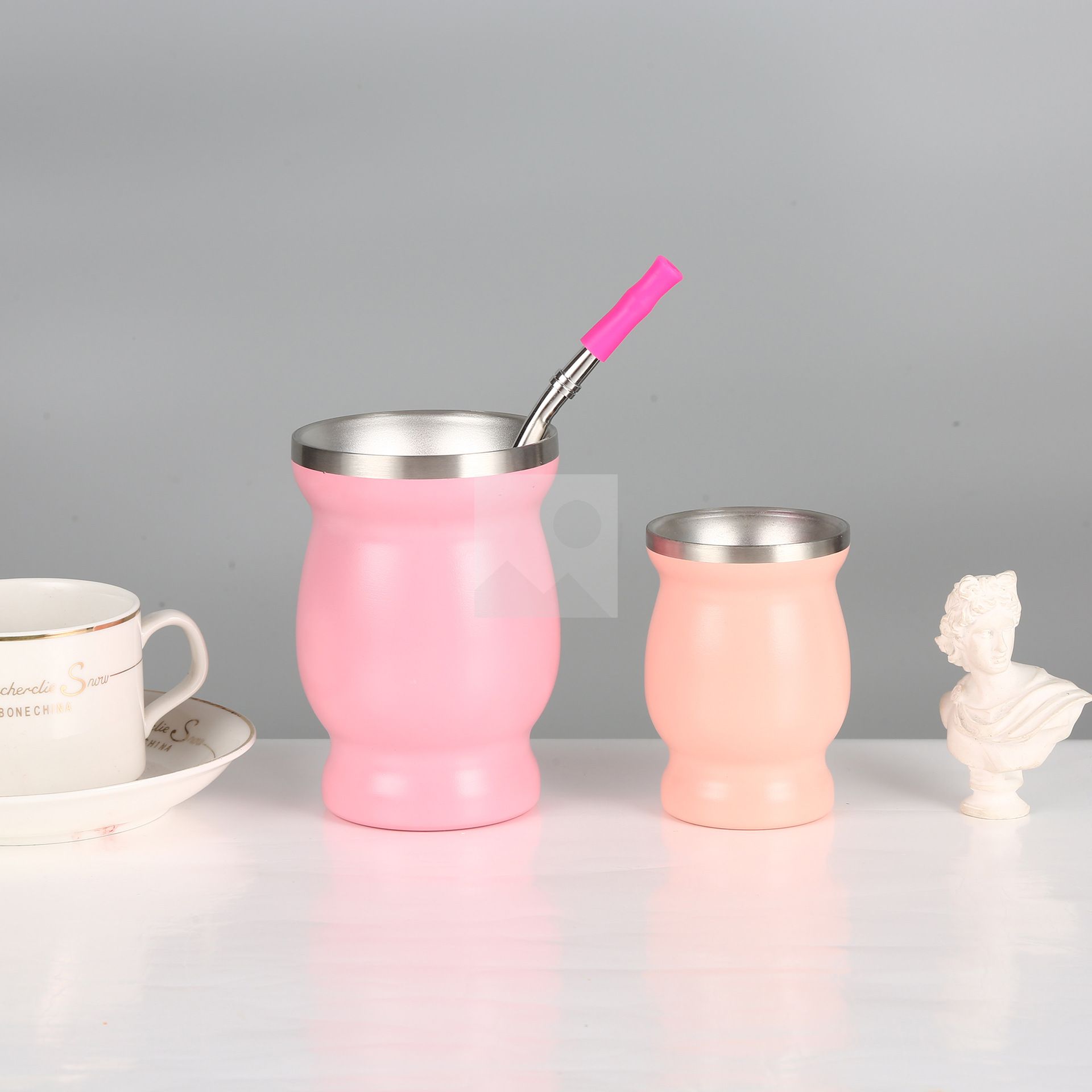 Customize two capacities 8oz 4oz Yerba Mate Natural Gourd/Tea Cup Set (Original Traditional Mate Cup)