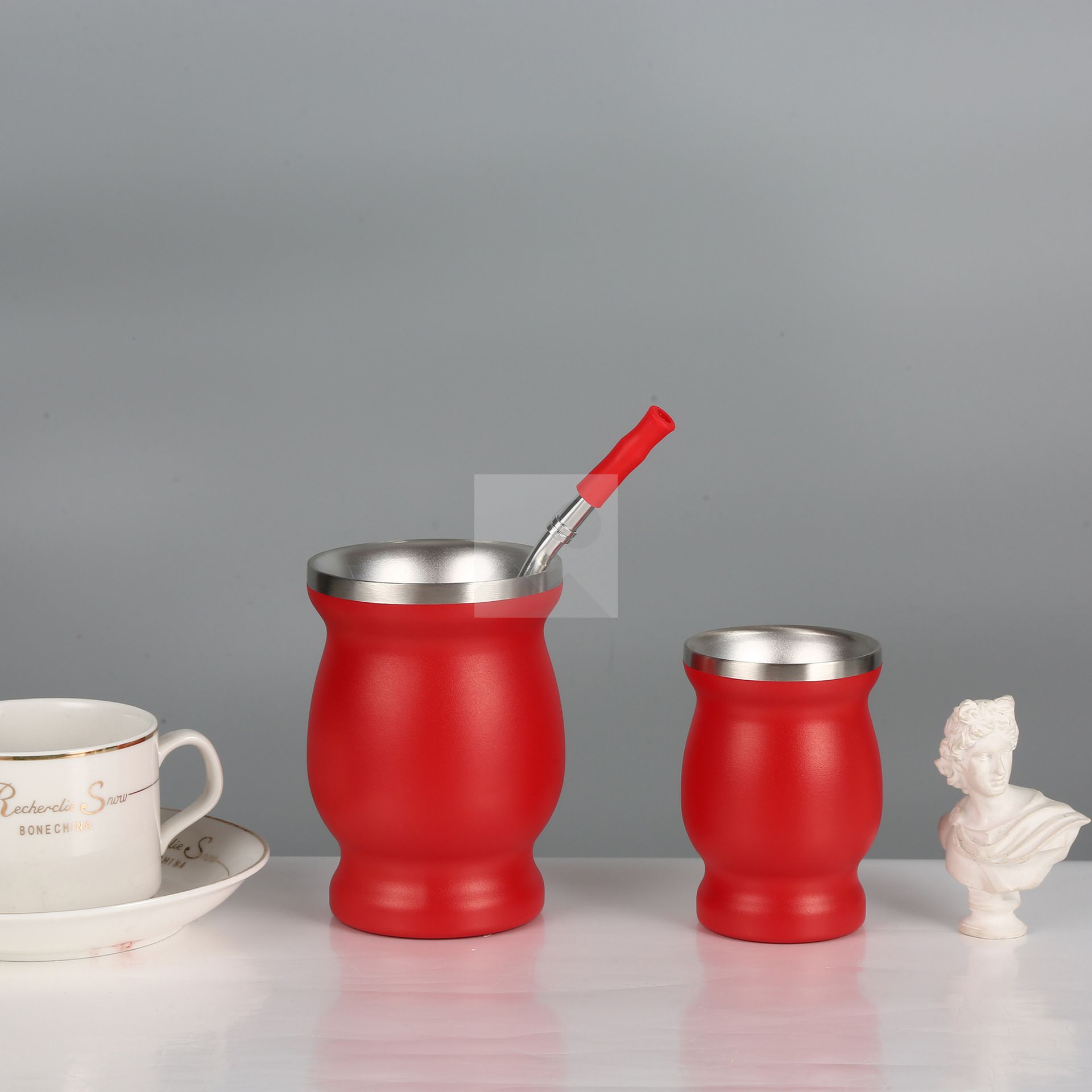 Customize two capacities 8oz 4oz Yerba Mate Natural Gourd/Tea Cup Set (Original Traditional Mate Cup)