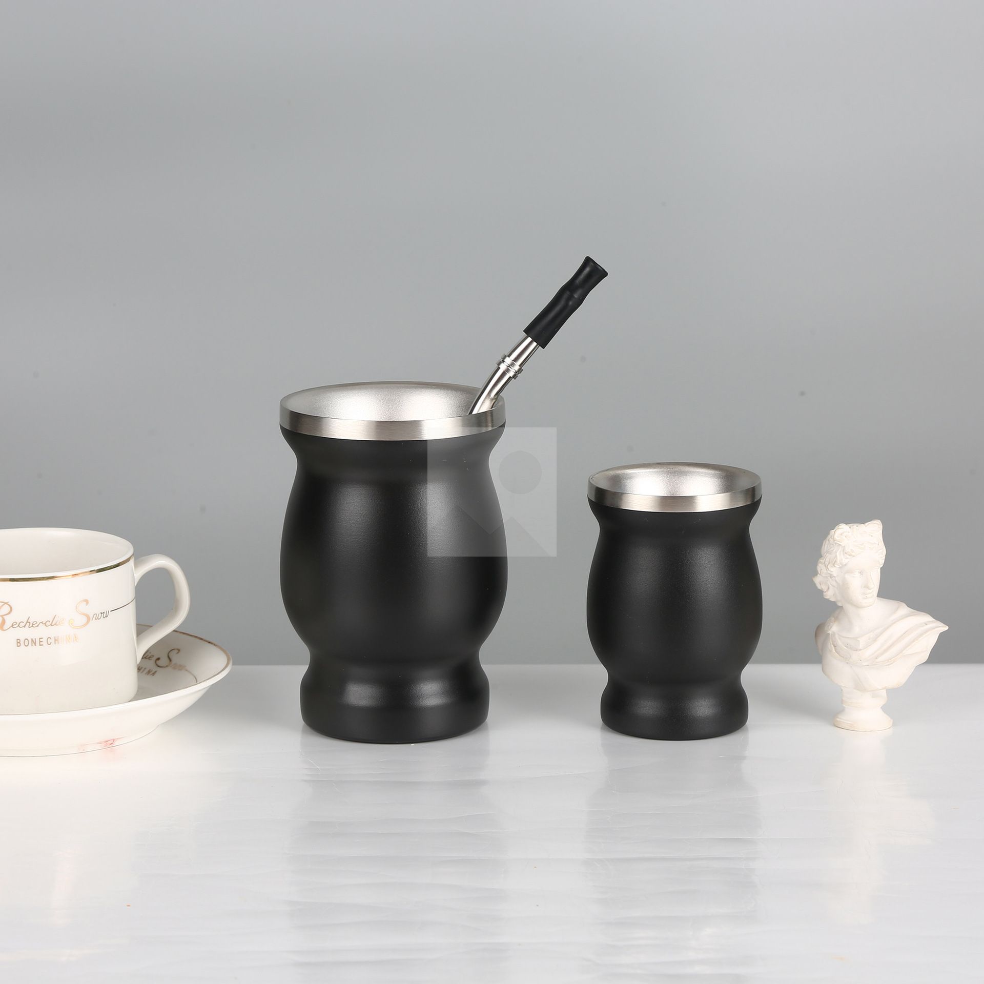Customize two capacities 8oz 4oz Yerba Mate Natural Gourd/Tea Cup Set (Original Traditional Mate Cup)