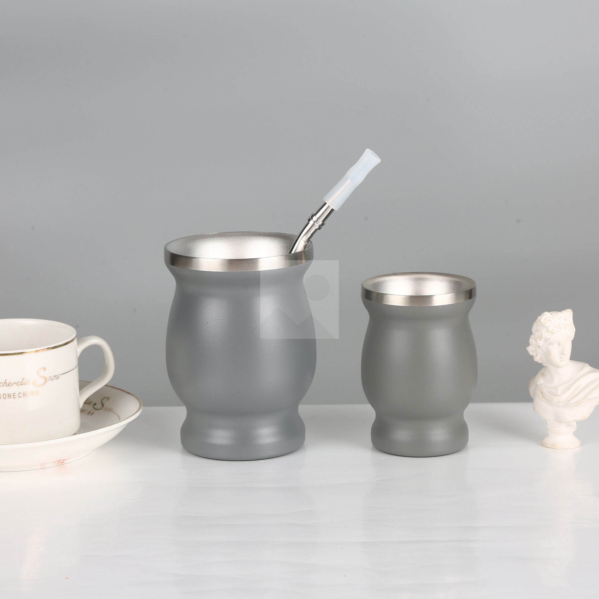 Customize two capacities 8oz 4oz Yerba Mate Natural Gourd/Tea Cup Set (Original Traditional Mate Cup)