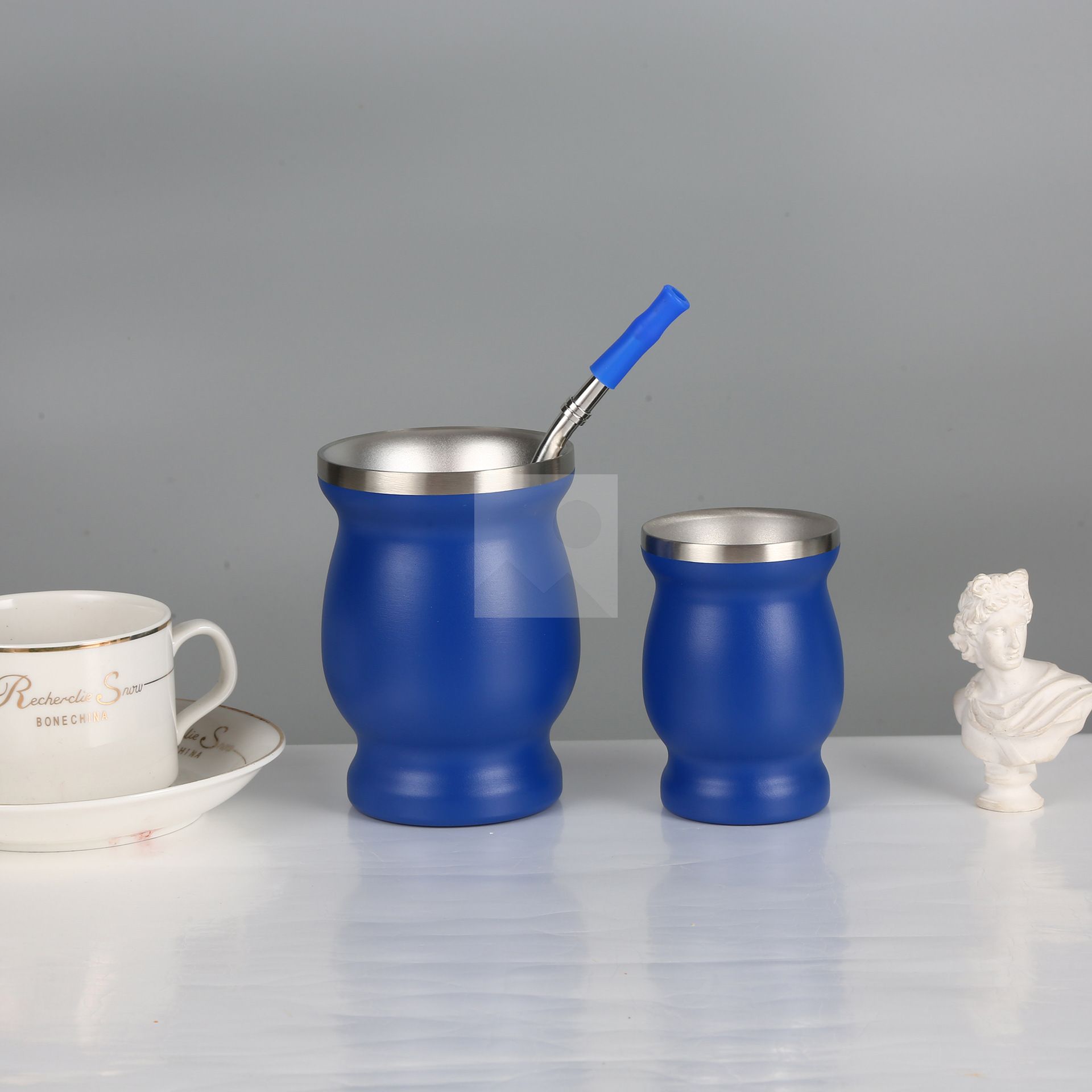 Customize two capacities 8oz 4oz Yerba Mate Natural Gourd/Tea Cup Set (Original Traditional Mate Cup)