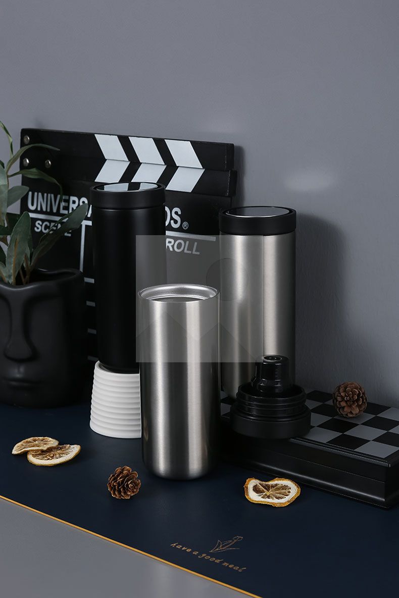 360° Double-layer stainless steel 304 vacuum insulated water bottle Hot water bottle straight drinking water bottle with makeup mirror as a gift