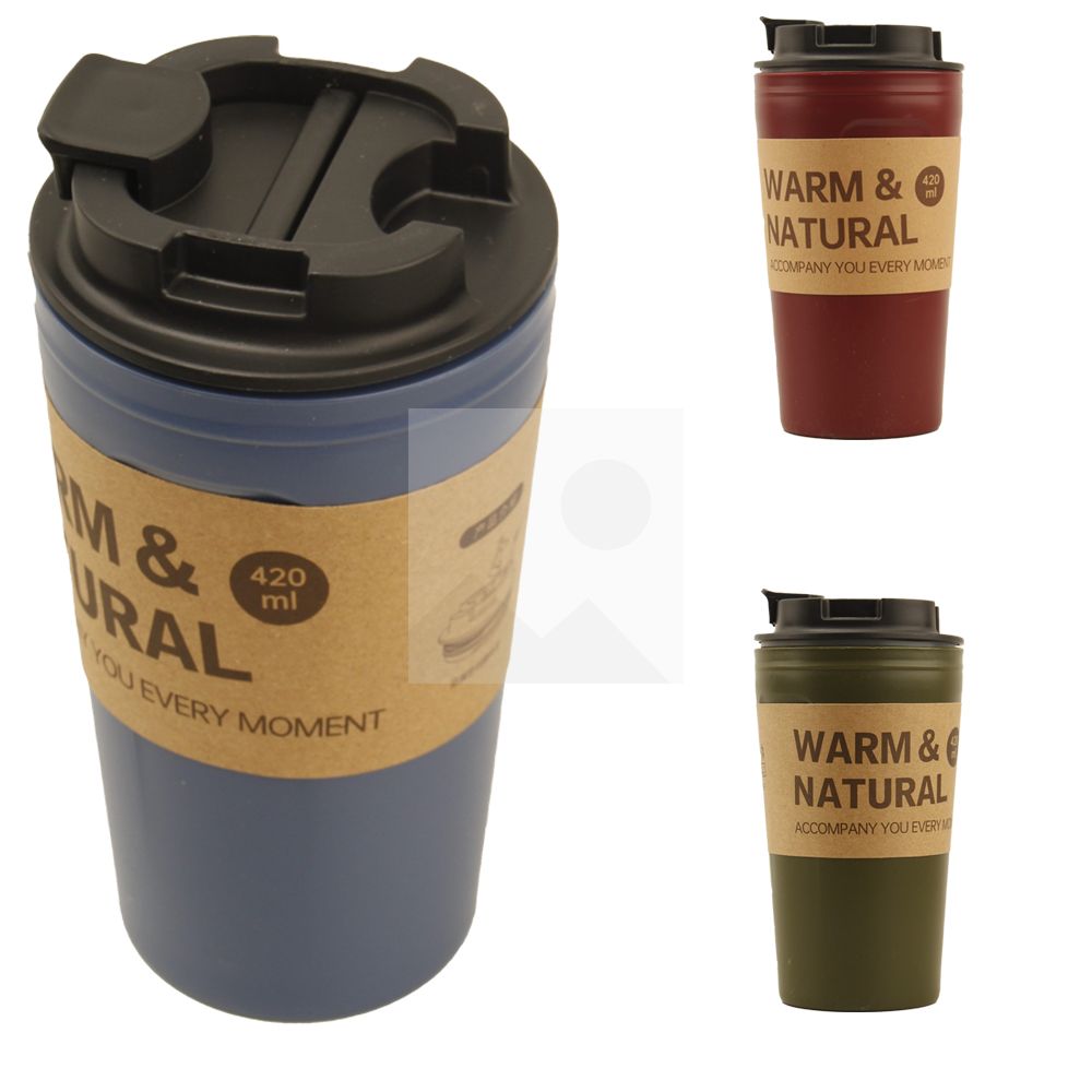 Coffee Cups with Lids, Thermal Cups for Hot and Cold Drinks, Double Wall Tumbler 420ml 14oz Coffee Tumbler Screw-On Sip Lid, Dishwasher Safe