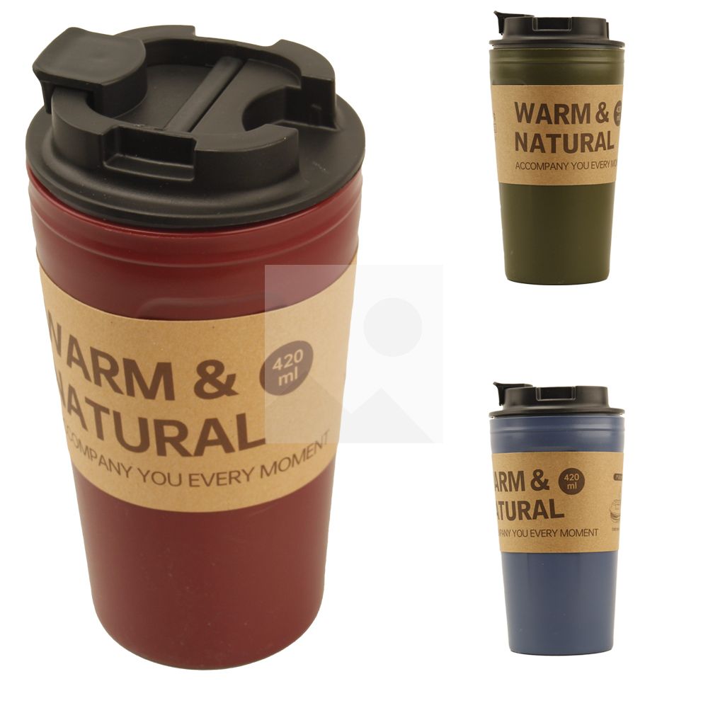 Coffee Cups with Lids, Thermal Cups for Hot and Cold Drinks, Double Wall Tumbler 420ml 14oz Coffee Tumbler Screw-On Sip Lid, Dishwasher Safe