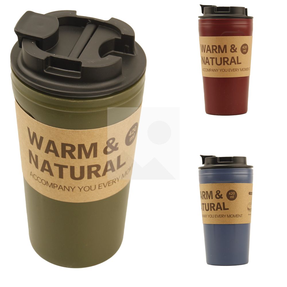 Coffee Cups with Lids, Thermal Cups for Hot and Cold Drinks, Double Wall Tumbler 420ml 14oz Coffee Tumbler Screw-On Sip Lid, Dishwasher Safe