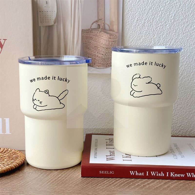 Cute coffee cup double-layer stainless steel vacuum insulated cup INS hot sale