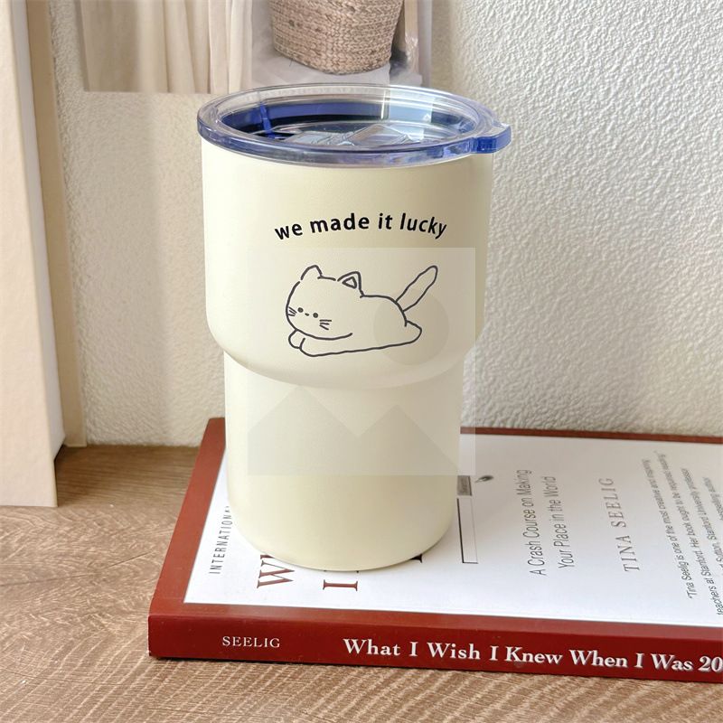Cute coffee cup double-layer stainless steel vacuum insulated cup INS hot sale