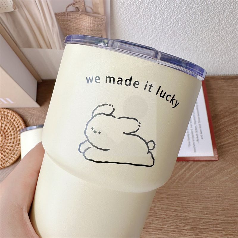 Cute coffee cup double-layer stainless steel vacuum insulated cup INS hot sale